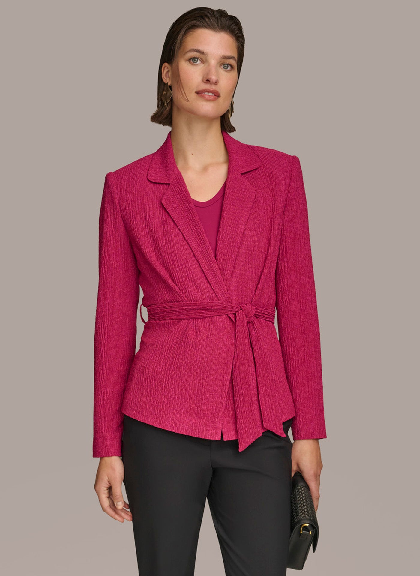 (image for) RELIABLE TEXTRE BELTED WRAP JACKET